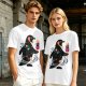 Olive T-Shirt With Cosmic Penguin And Ice Cream Print