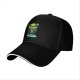 Black Baseball Cap With Neon Skull Wizard Graphic Design
