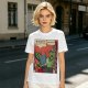 Olive t-shirt with comic print of Hulk and Thor mid-smashed interaction