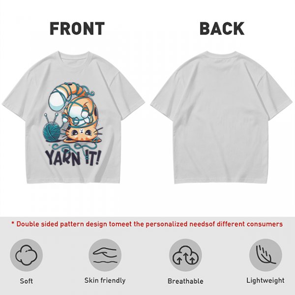 Olive T-shirt with Tangled Orange Cat Yarn It Print