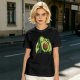 Olive Green T-Shirt with Cute Running Avocado Graphic
