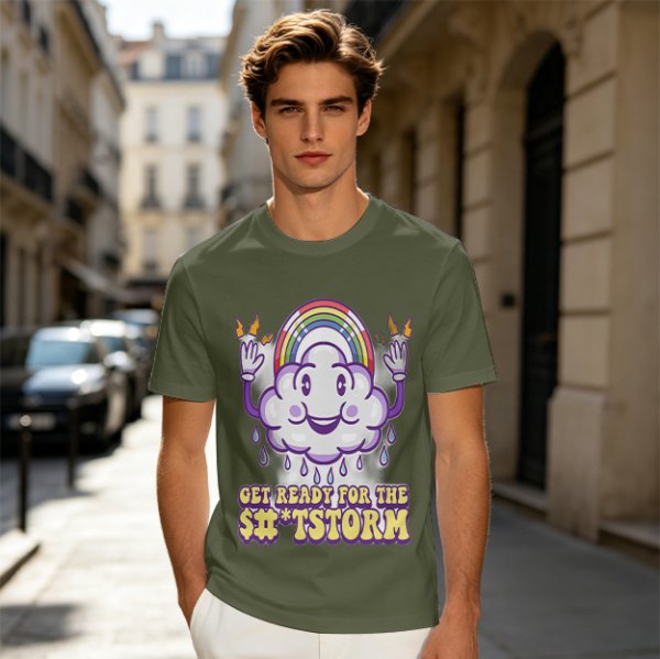 Get Ready For The Shitstorm Cloud Rainbow Graphic T-Shirt