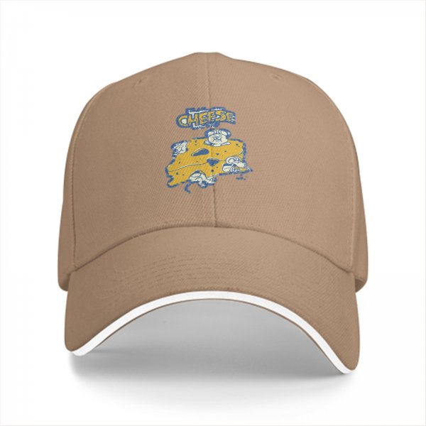 Black baseball cap with cheese and mice graphic print