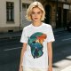 Olive green t-shirt with fantasy warrior silhouette graphic