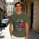 Olive graphic tee with funny cat and leave your problems behind quote