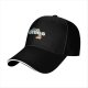 Black baseball cap with kitties and rainbow graphic
