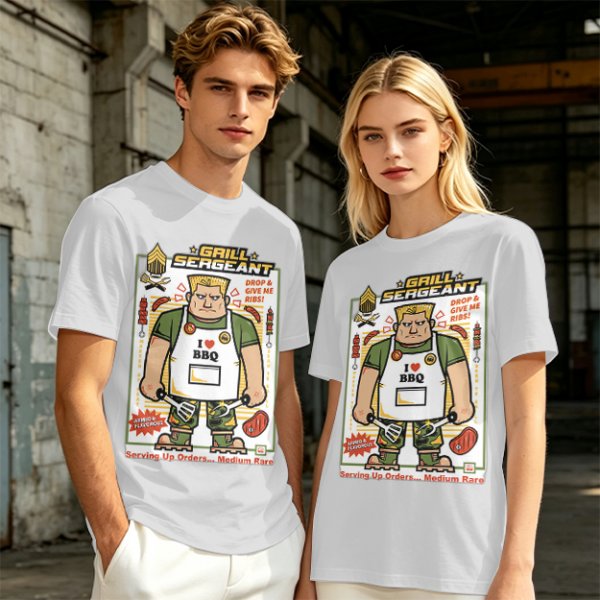 Grill Sergeant I Love BBQ T-Shirt with Funny Military BBQ Art