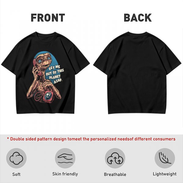 Olive t-shirt with E.T. 'Get Me Out Of This Planet ASAP' print