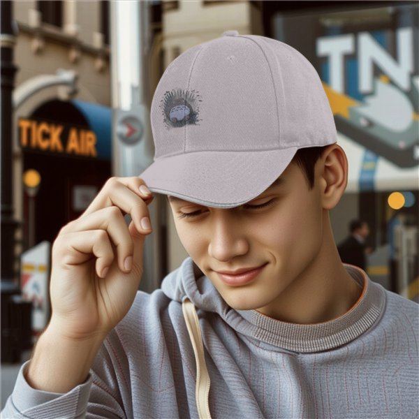 Black baseball cap with Totoro graphic print