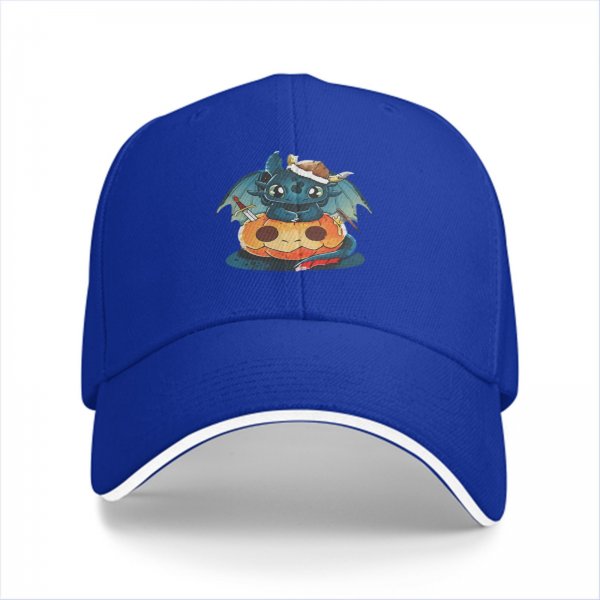Black Baseball Cap With Cute Viking Dragon Pumpkin Halloween Art