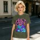 Olive t-shirt with 'Felt Cute' Skeletor graphic print