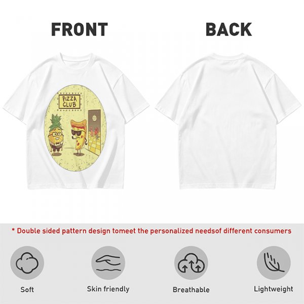 Pizza Club T-Shirt With Funny Pineapple and Pizza Slice Characters