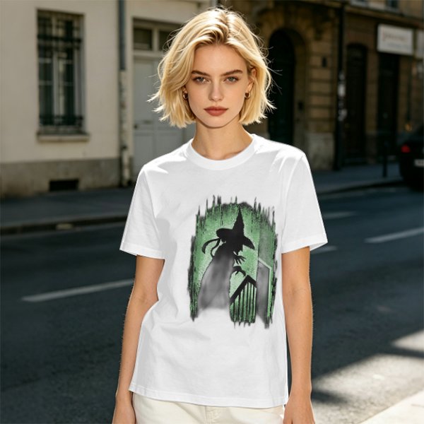 Olive T-Shirt With Spooky Witch Silhouette Halloween Graphic