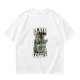 Oversized Army Green T-Shirt With 'Death By Coffee' Skeleton Print