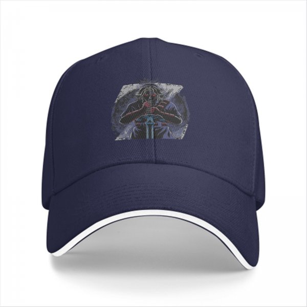 Black Baseball Cap With Dark Fantasy Warrior Sword Print