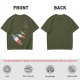 Olive T-Shirt With Melting Red White Blue Popsicle Print