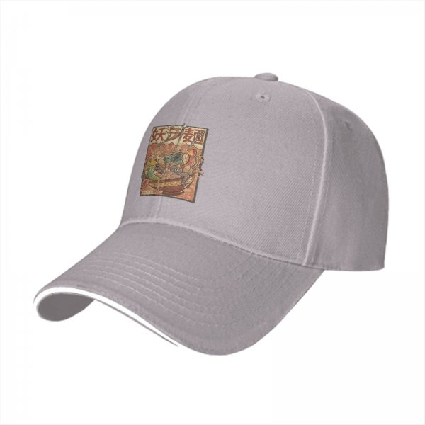 Black Baseball Cap with Vintage Japanese Monster Ramen Art Print