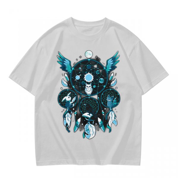 Olive T-Shirt With Celestial Dreamcatcher And Animal Artwork