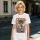 Olive T-shirt with Giant Broccoli Monster Attacking City Art