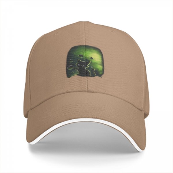 Black Baseball Cap With Glowing Green Cat Bubble Art Print