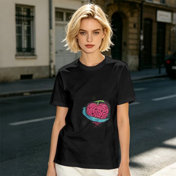 Olive T-Shirt With Swirled Heart Fruit Graphic Print