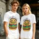 Olive T-Shirt with Smiling Grilled Burger Graphic