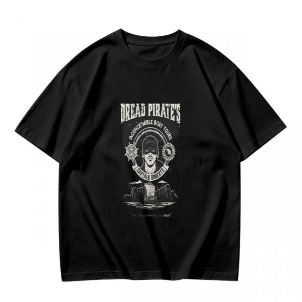 Olive green t-shirt with Dread Pirates graphic print