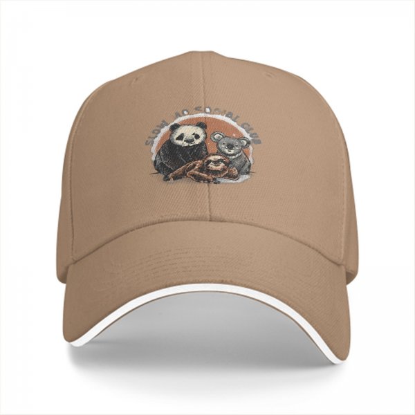 Slow Is Social Club Cap With Panda Koala And Sloth Art