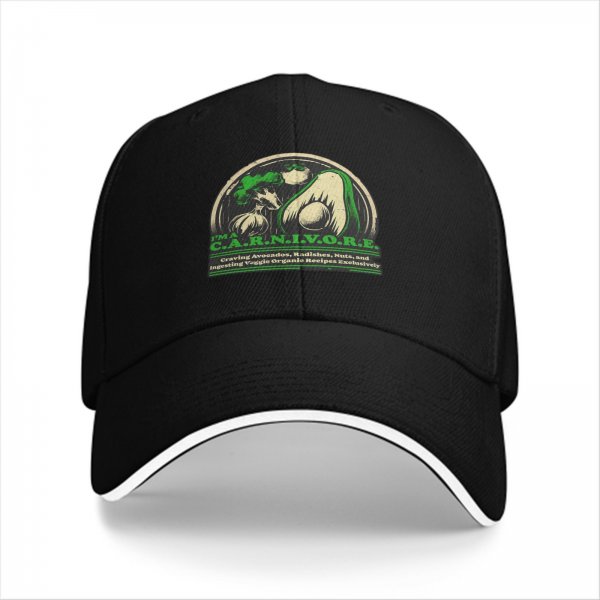 I'm a C.A.R.N.I.V.O.R.E. vegetable graphic black baseball cap
