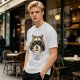 Olive Green T-Shirt With Smiling Raccoon Graphic Print