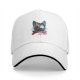 Black Baseball Cap With Cat Silhouette Cherry Blossom Landscape Art