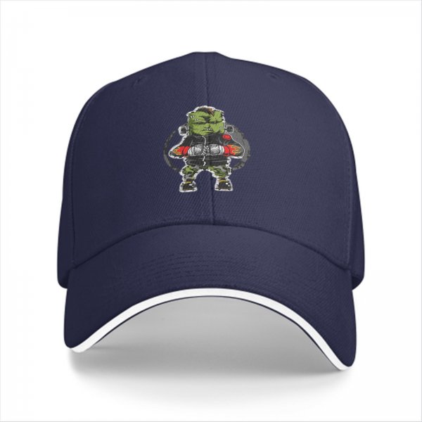 Black Baseball Cap with Green Orc Warrior Graphic Print