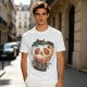 Olive Green T-Shirt With Creepy Melting Skull Apple Graphic