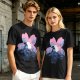 Olive T-Shirt with Sakura Flower and Whimsical Forest Creature Print