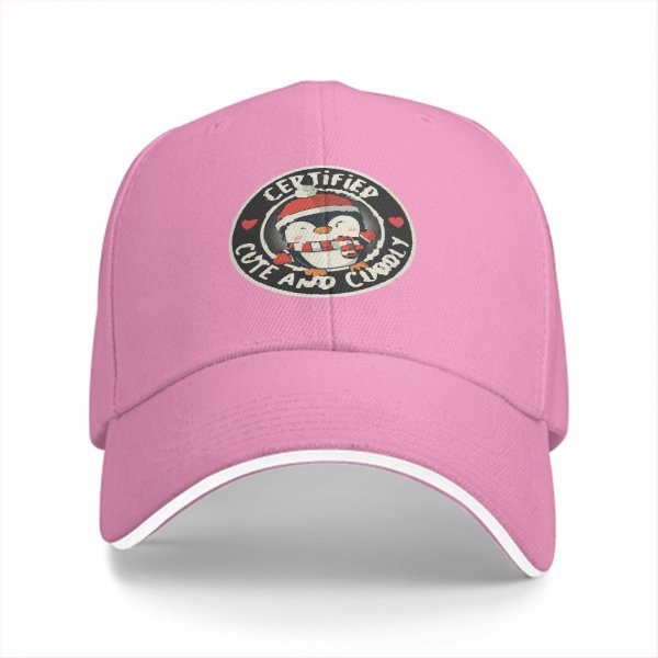 Black Baseball Cap With Certified Cute And Cuddly Penguin Graphic