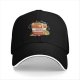 Black baseball cap with capybara in ramen cup graphic
