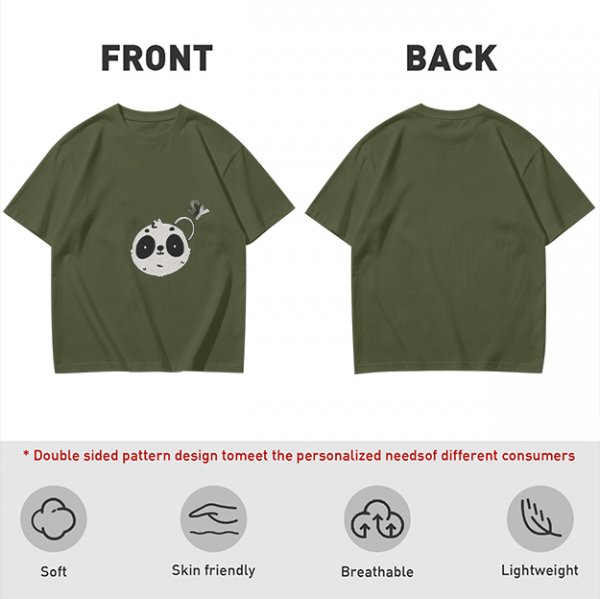 Olive Green T-Shirt With Cute Panda Bomb Graphic Print