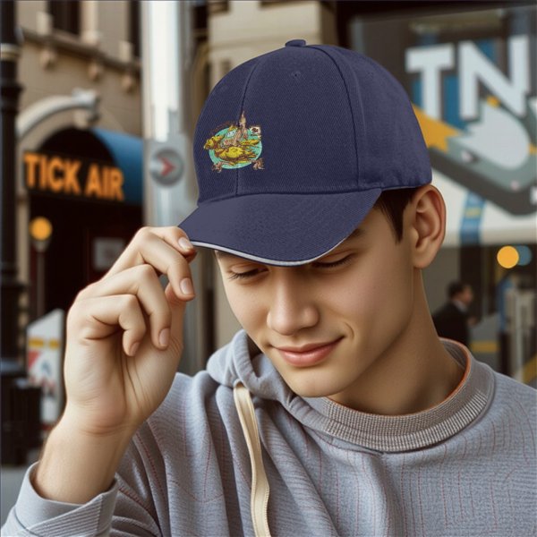 Black Baseball Cap With Chocobo Gaming Graphic Print