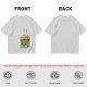Olive Green T-Shirt With Cartoon Burning Dumpster Graphic