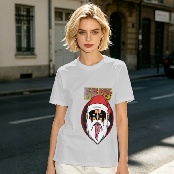 Olive T-Shirt with Kriss Santa Rock Band Graphic Print