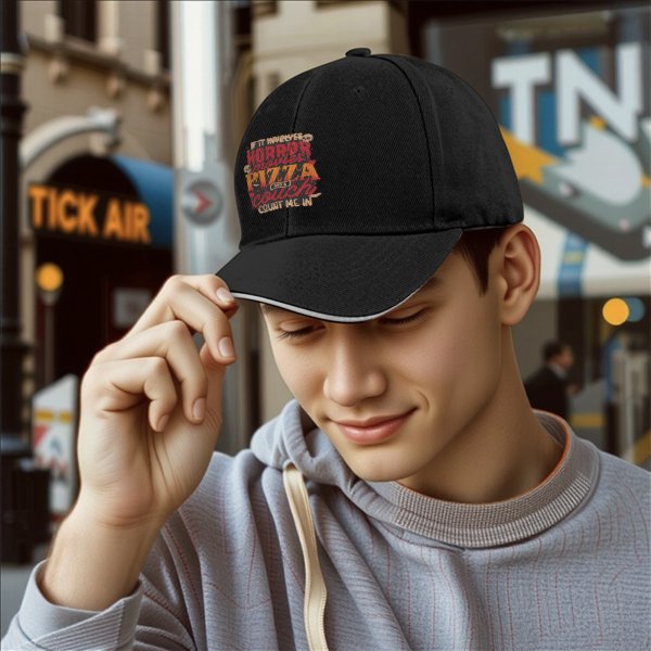 Horror Movies Pizza Couch Count Me In Baseball Cap