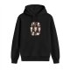 Black hoodie with cute festive cat and berry graphic print