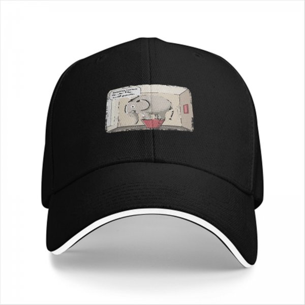 Black Baseball Cap With Elephant In Box Graphic Print