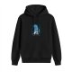 Black Hoodie with Mystical Forest Spirit and Wolf Graphic Print