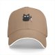 Black Baseball Cap With Cute Cat Holding Bloody Knife Print