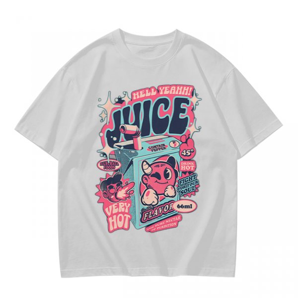 Olive t-shirt with retro hot juice devil graphic print