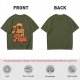 Olive Green Retro Graphic T-Shirt with "I Hate People" Print