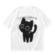 Olive T-Shirt With Sorry I Can't Black Cat Graphic Print