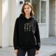 Black Hoodie With Colorful Cartoon Character Grid Print