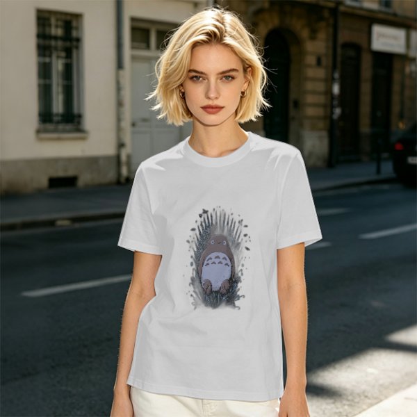 Olive Green T-Shirt With Totoro In Grass Graphic Print
